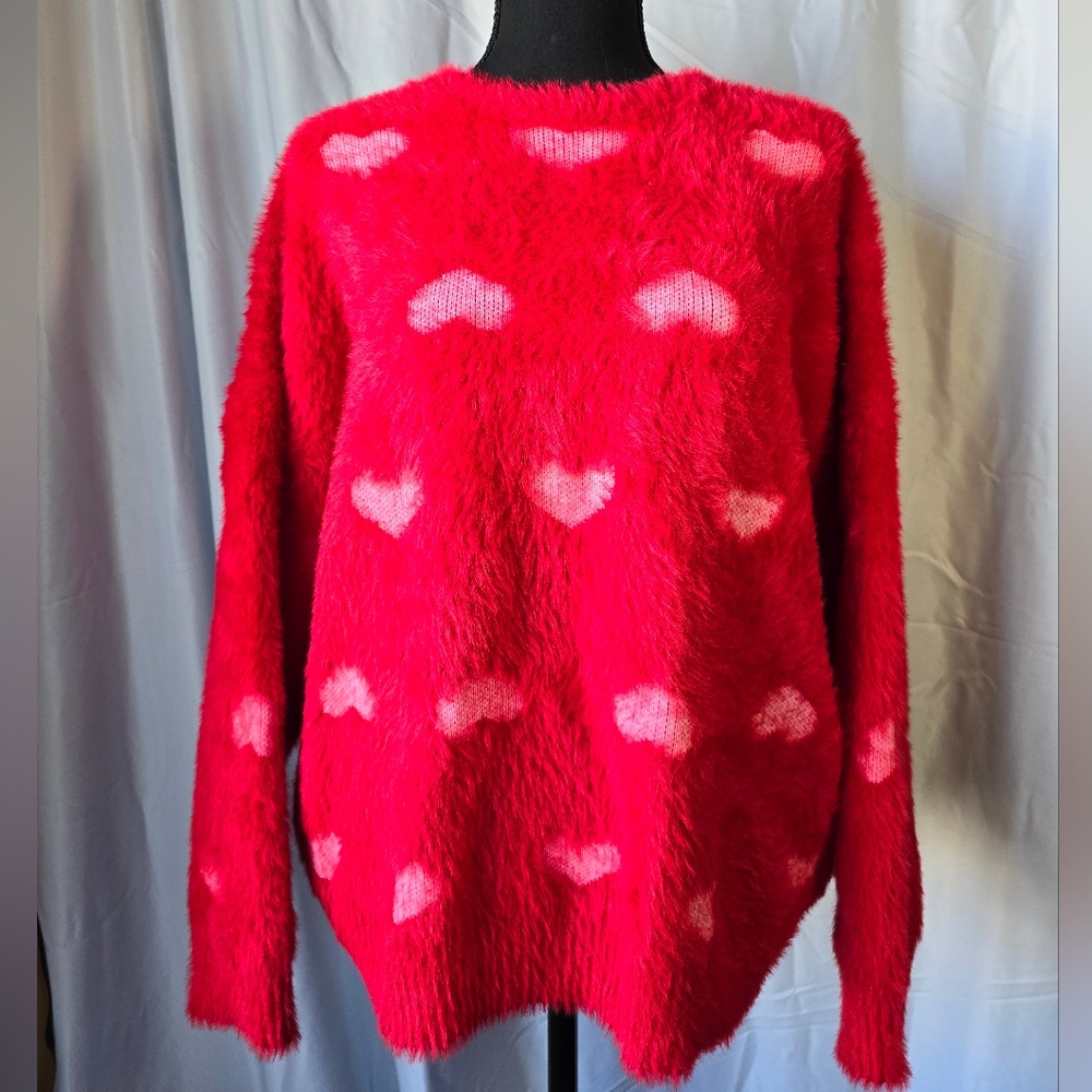 ❤️🩷NWOT SWEET GENERIC Brand Heart Sweater, 1X/2X *Fits like a medium*